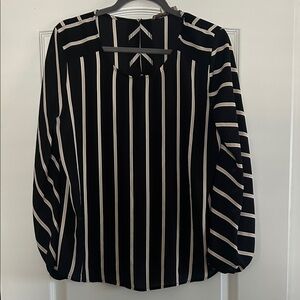 LOFT Black and White Striped Blouse